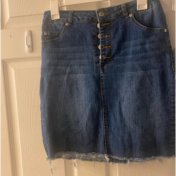 Distressed Denim Skirt - Picture 1 of 5